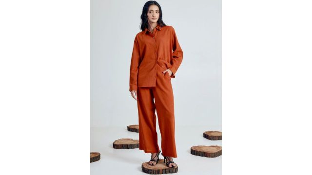 FIORRA Linen Solid Shirt with Trousers