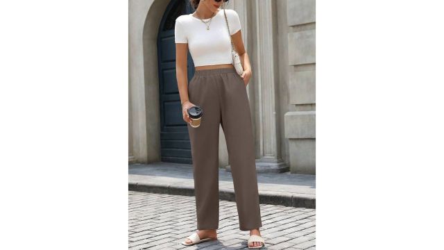 INAWLY camel tapered pants