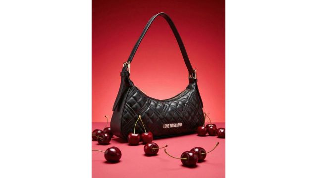 LOVE MOSCHINO Textured Structured Shoulder Bag in black