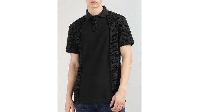 Men Brand Logo Printed Polo Collar Cotton T-shirt