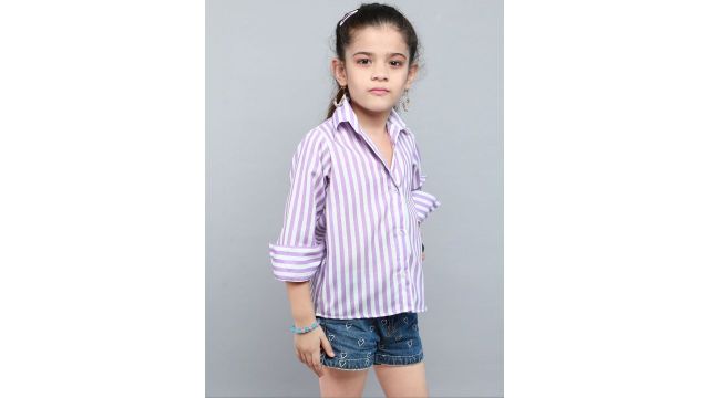 Pink Chick Girls Striped Casual Shirt