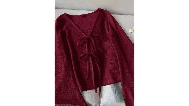 SHEIN LUNE tie flare sleeve top