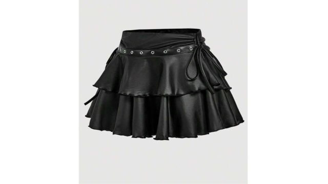 SHEIN MOD black double-layer cake skirt