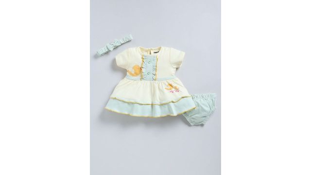 Smart Baby Girls Cotton Self Design A-Line Dress