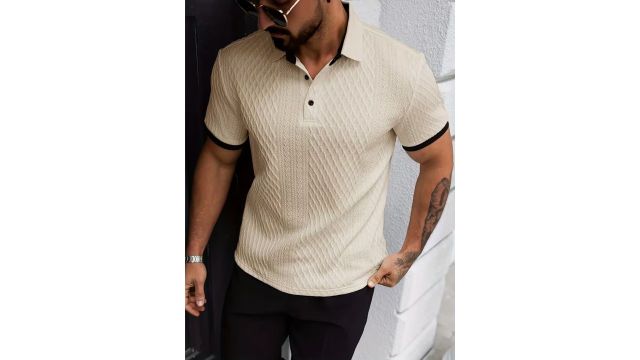 color-blocked jacquard polo