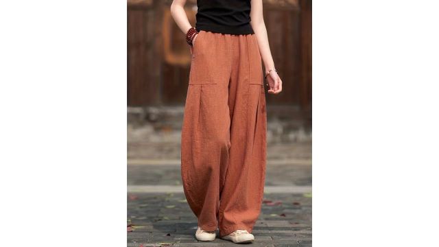 first elegant solid-color wide-leg pants