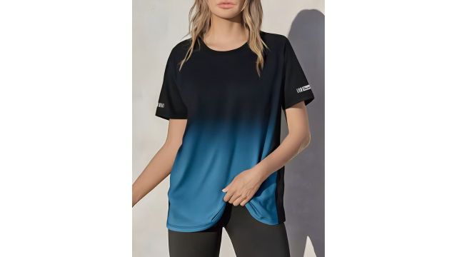 gradient geometric casual T-shirt 