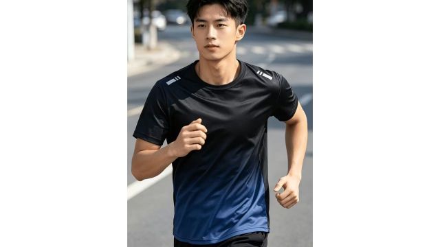 gradient slim short-sleeve running top
