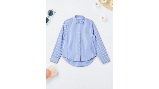 max Girls Striped Spread Collar Regular Fit Pure Cotton Casual Shirt