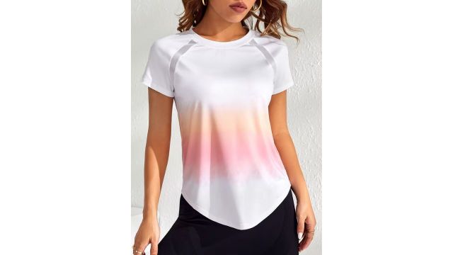 tie-dye mesh patchwork top