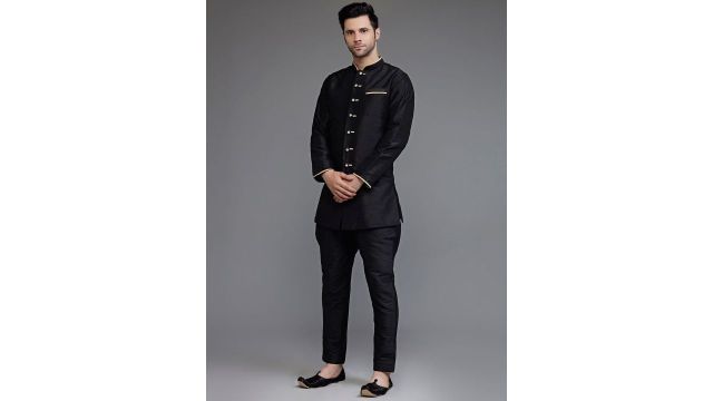Utsav Fashion Straight Dupion Silk Kurta with Pyjamas