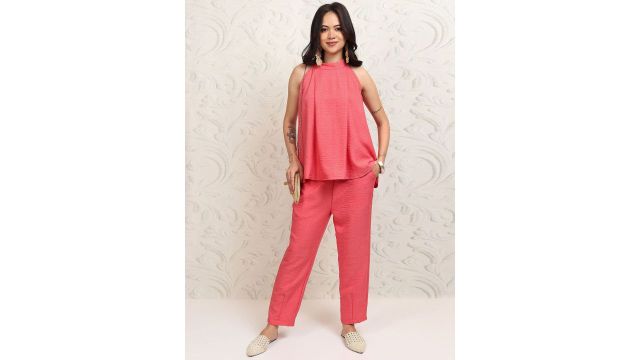 Vishudh Halter Neck Top With Flared Trousers