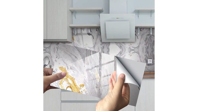 White Marble Pattern Splash Guard Stickers