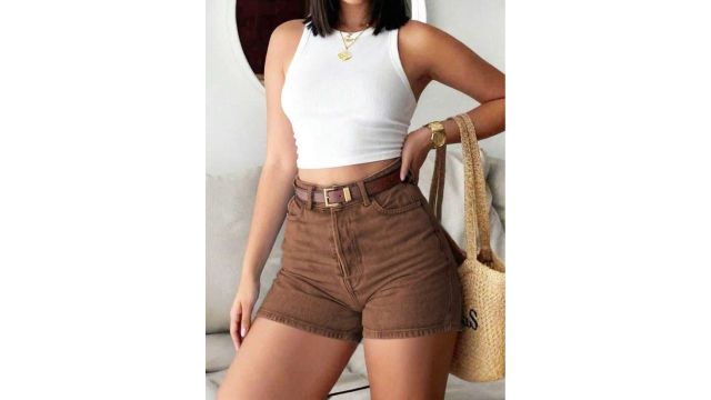 Women's Brown Denim Shorts