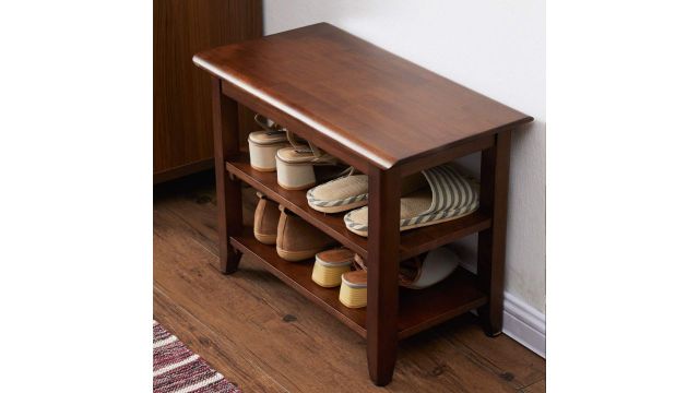 XKZG Rustic Solid Wood Storage Bench