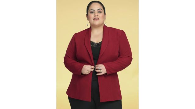 wild U Plus Size Front Open Peplum Formal Blazer