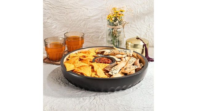 12-Inch Dual-Tone Mango Wood Chip And Dip Platter