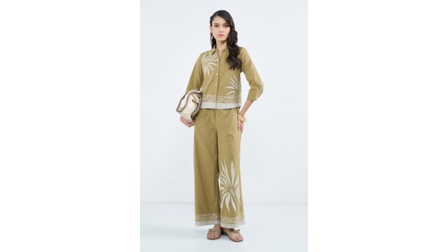 Akkriti Olive Floral Print Coordinate Set
