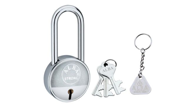 Alba Strong 75mm Long Shackle Chrome Padlock