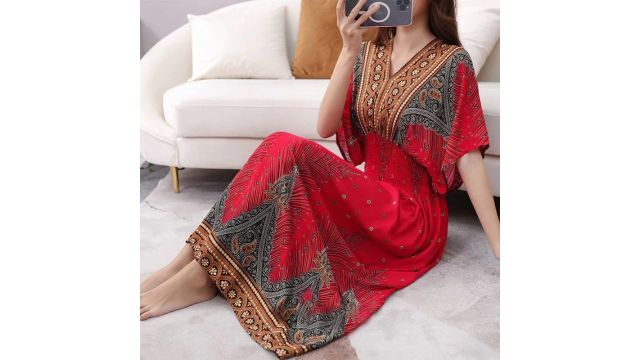 Beach Retro Summer Thailand Vacation Ethnic Simia Kaftan