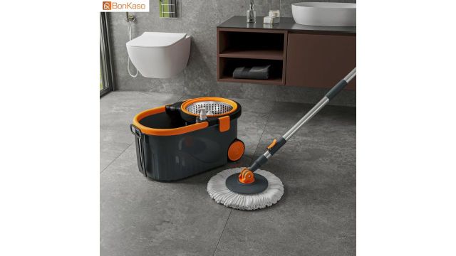 Bonkaso Spin Mop with Stainless Steel Wringer