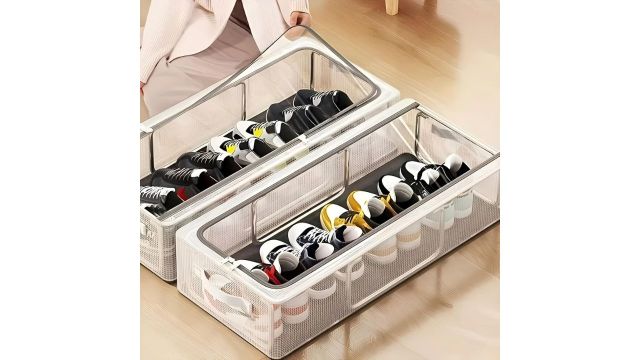 Carrot Clear Plastic Stackable Shoe Boxes