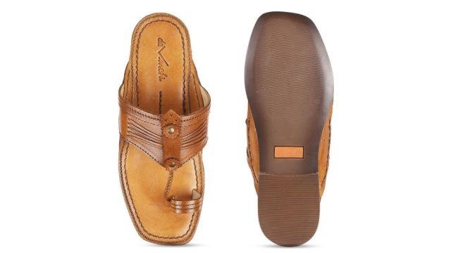 DAVINCHI Men Tan Ethnic Leather Comfort Sandals