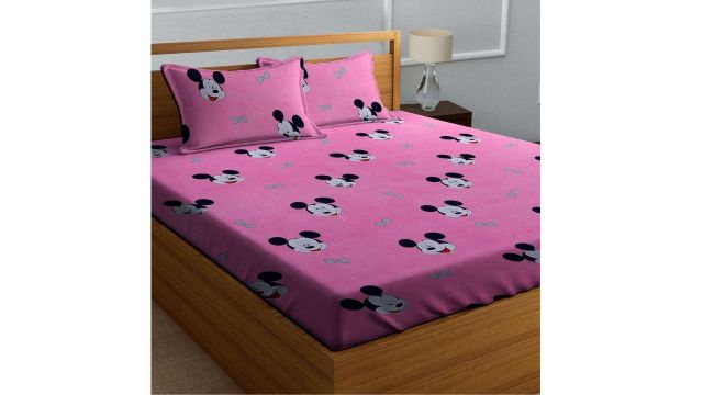 Decorum Pink Cartoon Mouse Double Bedsheet