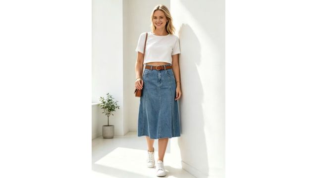Fashion Noble and Elegant Flared Denim Skirt