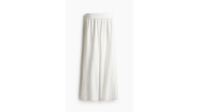 Foldover-waist Linen-blend Trousers