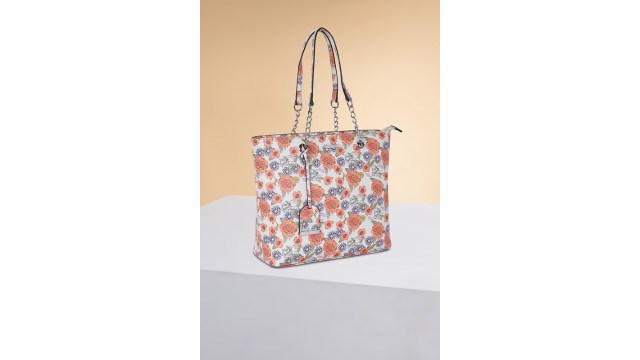 Forever Glam White Printed Tote Bag