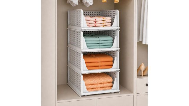 JD FRESH 4 Tier Large Stackable Wardrobe Organiser