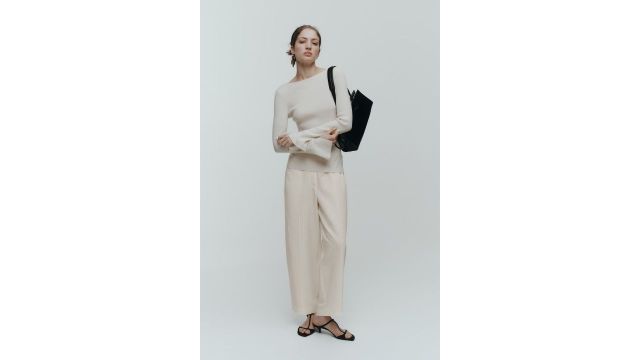 Linen-Blend Barrel Trousers