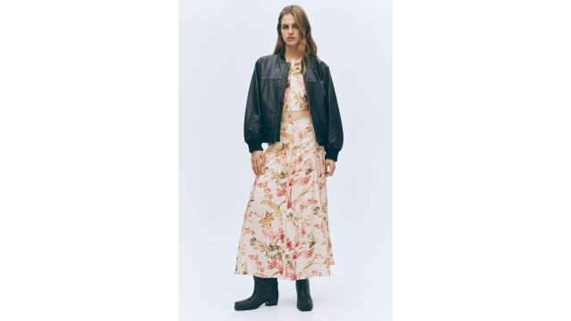 Linen-Blend Skirt