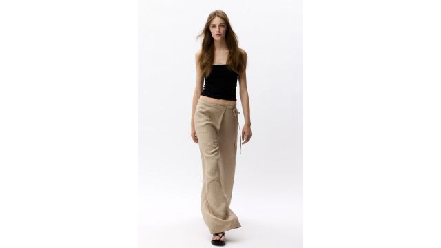 Linen-Blend Wrapover Trousers