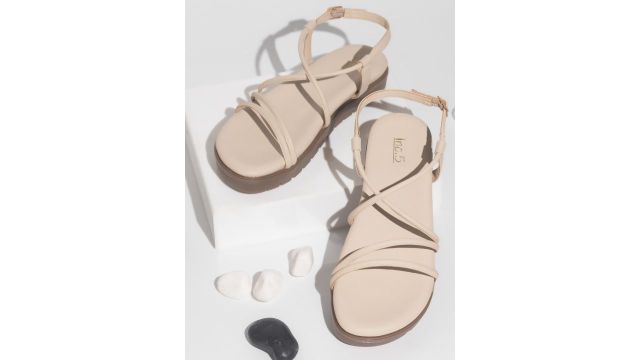 Open Toe Flats with Backstrap