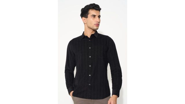 PEREGRINE Black Striped Corduroy Shirt
