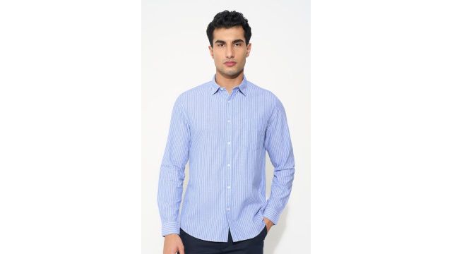 PEREGRINE Blue Striped Button-Up Shirt