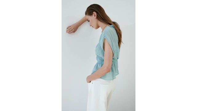 Ruched Cotton Blouse