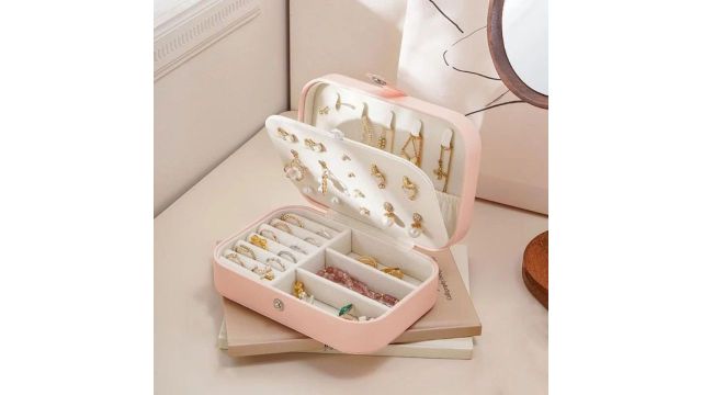 SNMMIFER Portable Travel Jewellery Box Pink (1 Layer)