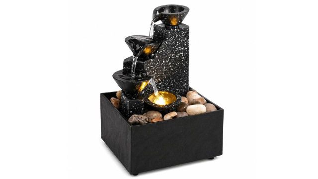 Stone Finish 3-Level Tabletop Water Fountain