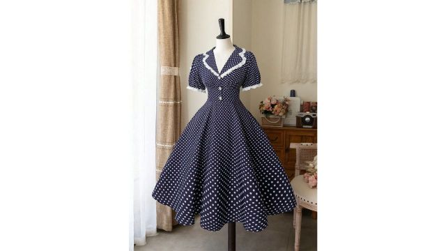 Sweetra French vacation polka dot dress