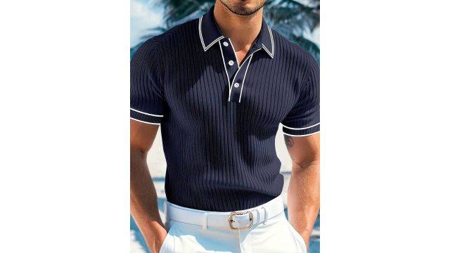 European & American style color-block polo shirt