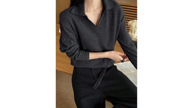 Livesso Women’s Casual Business Collared Long Sleeve T-Shirt