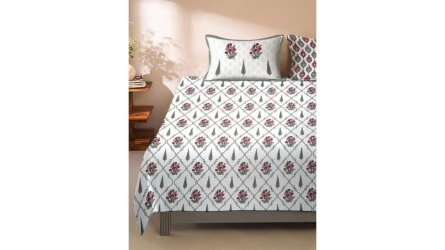 Rajasthan Decor white and green ethnic motifs set