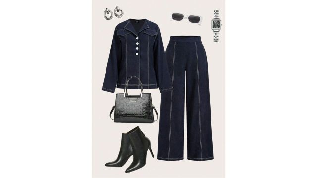 Solavon colorblock outseam blouse and pants suit