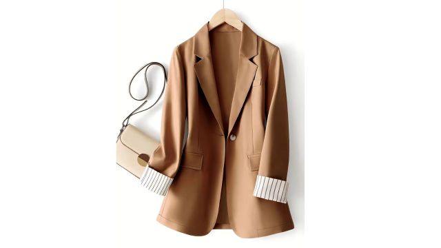 Spring/Autumn striped patchwork regular blazer
