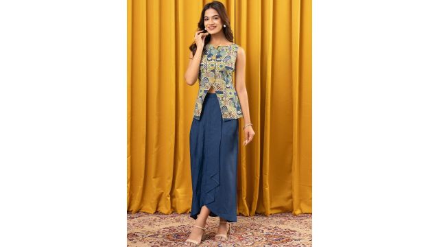 WEAVLLITE blue cotton printed co-ord set