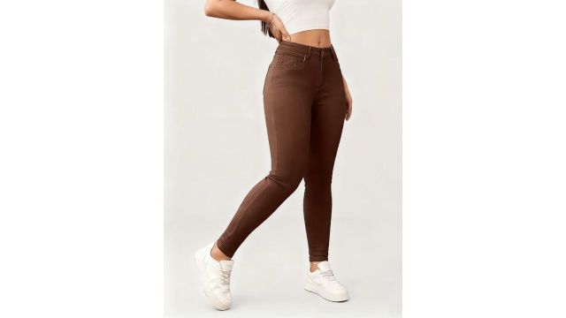 brown high-waisted cropped classic jeans