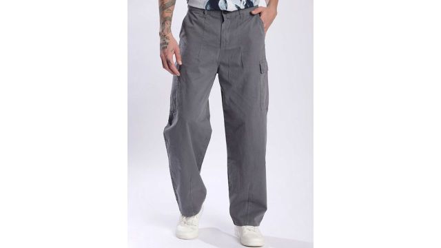 grey loose-fit cargos